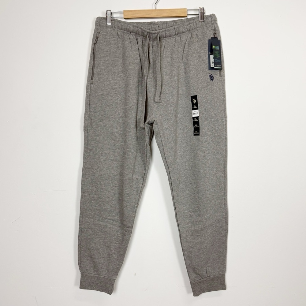 US Polo Assn Fleece Jogger Pants Mens XL Heather Grey Sweatpants Pockets NWT